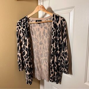 AB Studio Black and Tan Animal Print Cardigan